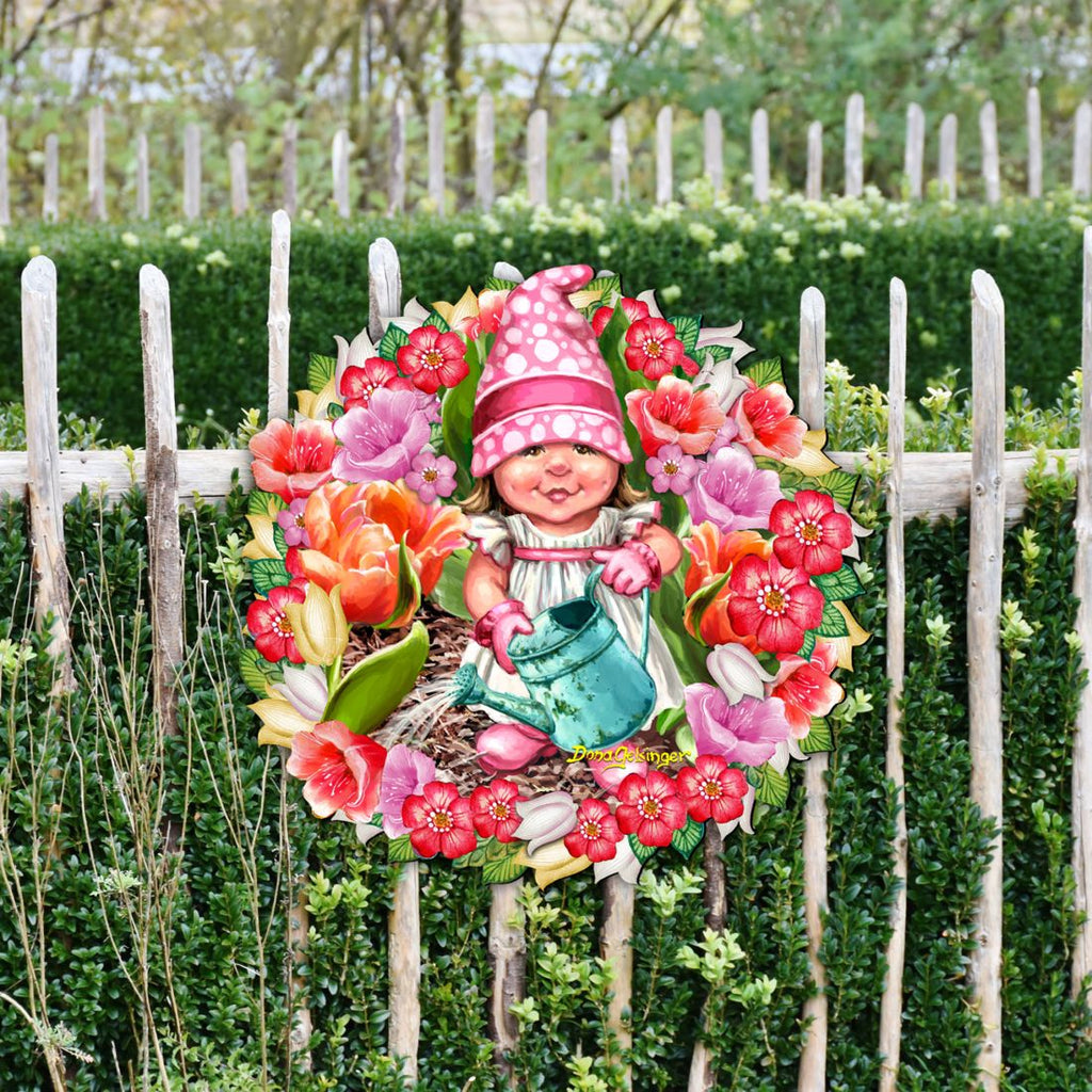 Spring Wreath Blossom Gnome Door Decor by D. Gelsinger - Christmas Decor - 8461055H-DG