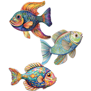 Coastal Fish Clip-On Eco Wood Decorative Ornaments Set of 3 by G. Debrekht - Coastal Decor - 8091034C-S3