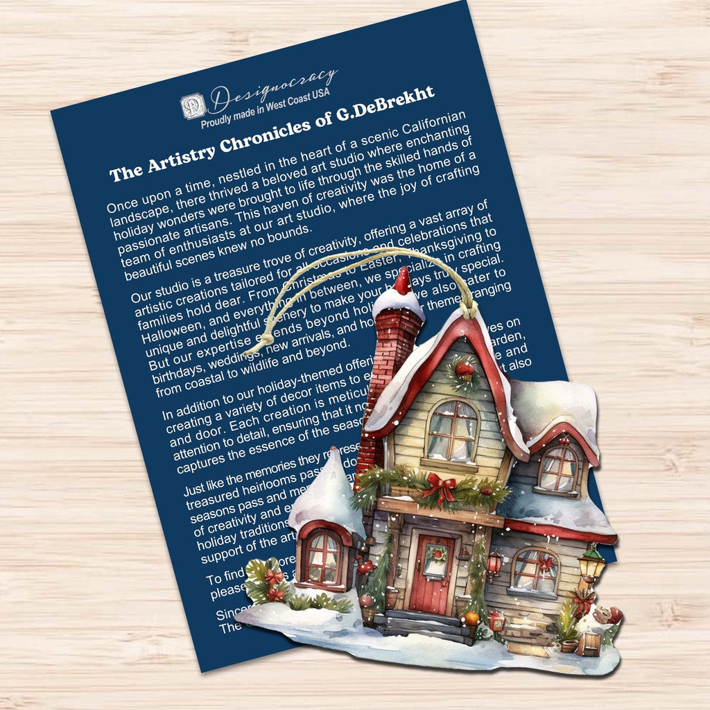 Christmas Houses Decorative Eco Wood Ornaments Set of 3 by G. Debrekht - Christmas Decor - 8091024-S3