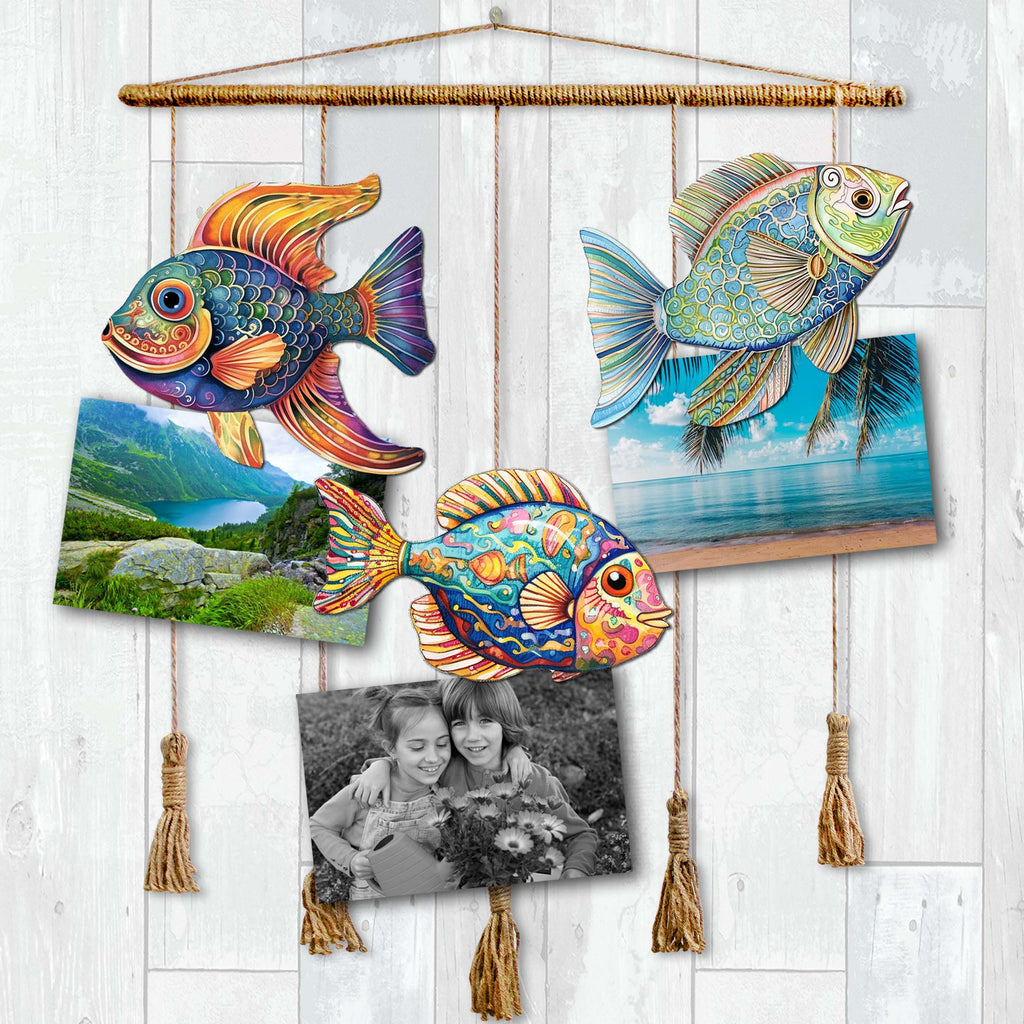 Coastal Fish Clip-On Eco Wood Decorative Ornaments Set of 3 by G. Debrekht - Coastal Decor - 8091034C-S3