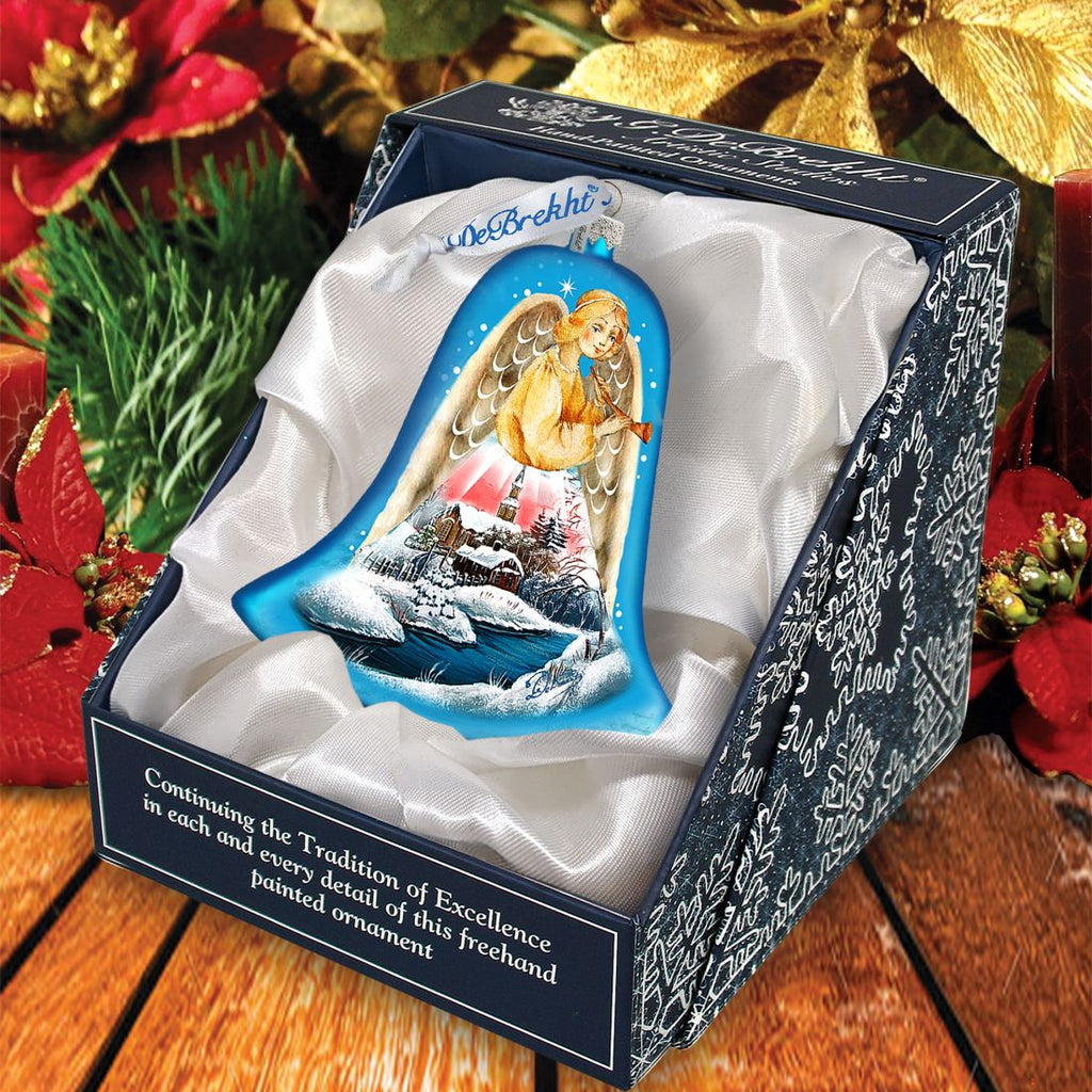 Angel Bell Glass Ornament by G. DeBrekht - Nativity Holiday Decor - 73162