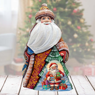 Santa with gifts Santa Hand-Painted WOODCARVED Figurine by G. DeBrekht - Christmas Santa Snowman Decor - 8208014