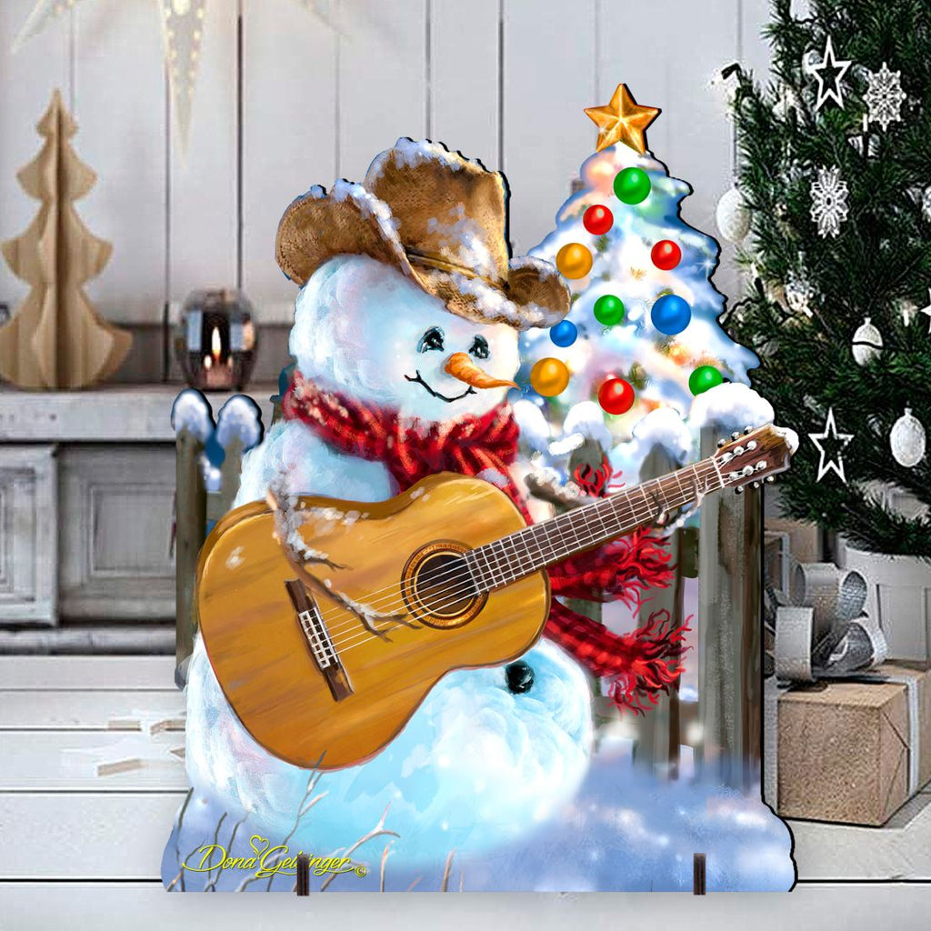 Guitar Rocker Snowman Christmas Outdoor Scene by D. Gelsinger - Christmas Santa Snowman Decor - 8121120F-1531