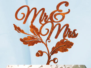Fall Wedding Cake Topper - Mr. & Mrs. Cake Topper, Wedding Cake Topper, Wedding decor, Fall Wedding, Autumn Wedding Cake 94245F