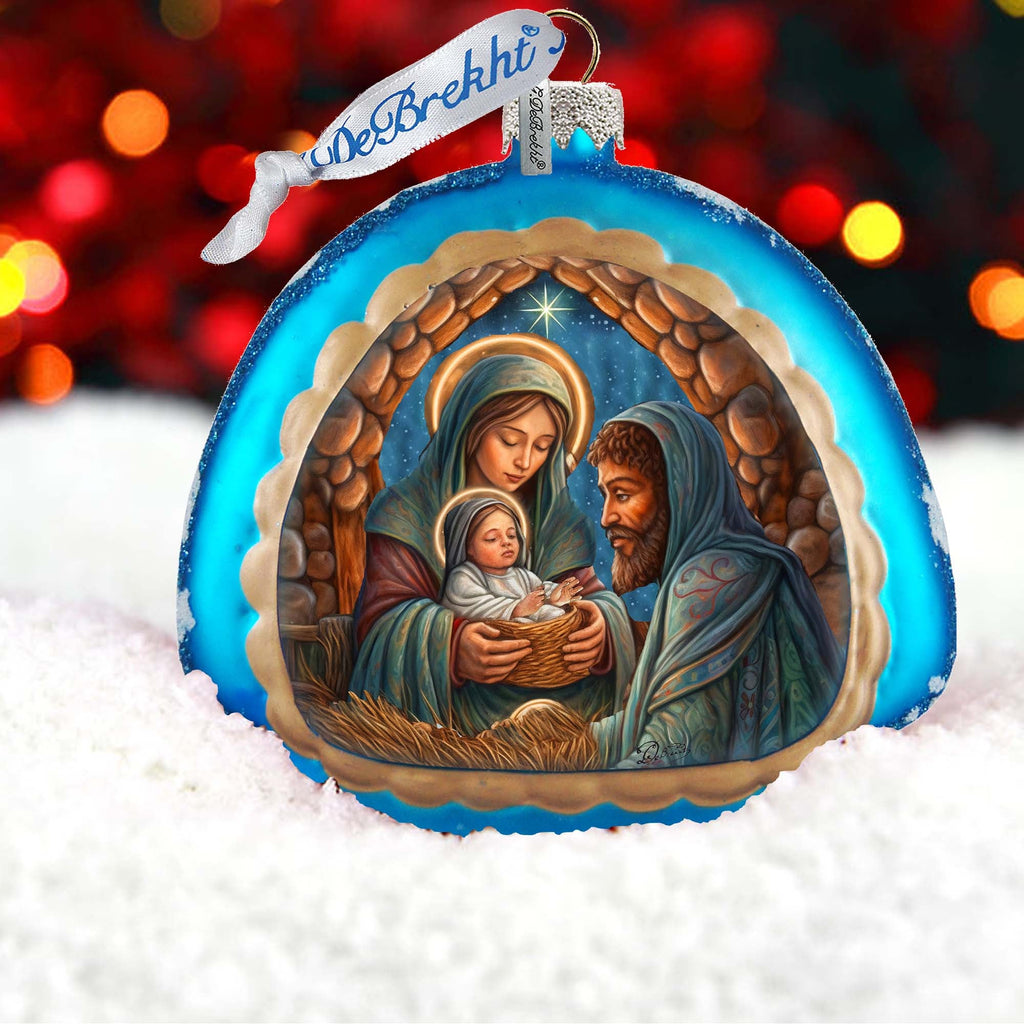 Holy Family Rainbow Glass Ornament by G. Debrekht - Nativity Holiday Decor - 756-017