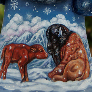 Buffalo Village Santa Hand-Painted WOODCARVED Masterpiece by G. DeBrekht - Wildlife Holiday Decor - 8214801 *** PRE-ORDER - Handmade Just for You! ***