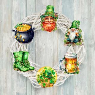 St. Patrick Day Clip-On Eco Wood Decorative Ornaments Set of 6 by G. Debrekht - St. Patrick Day Decor - 8090058C-S6