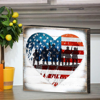 USA Military Heart Patriotic Wooden Decor by G. DeBrekht - American Patriotic Decor - 8187130B