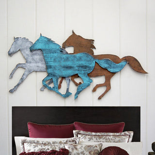 Rustic Horse Herd Wooden Wall Decor by G. DeBrekht - Nature Wildlife Decor  - G98150S3