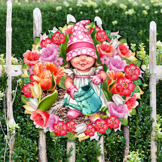 Spring Wreath Blossom Gnome Door Decor by D. Gelsinger - Christmas Decor - 8461055H-DG
