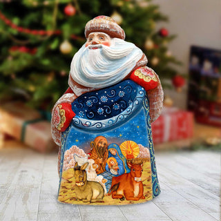 Nativity Holy Family Santa Hand-Painted WOODCARVED Masterpiece Figurine by G. DeBrekht - Nativity Holiday Decor - 8203015 *** PRE-ORDER - Handmade Just for You! ***