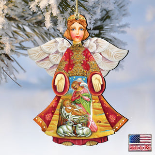 Mary And Joseph Angel Wooden Ornaments by G. DeBrekht - Nativity Holiday Decor - 8154109