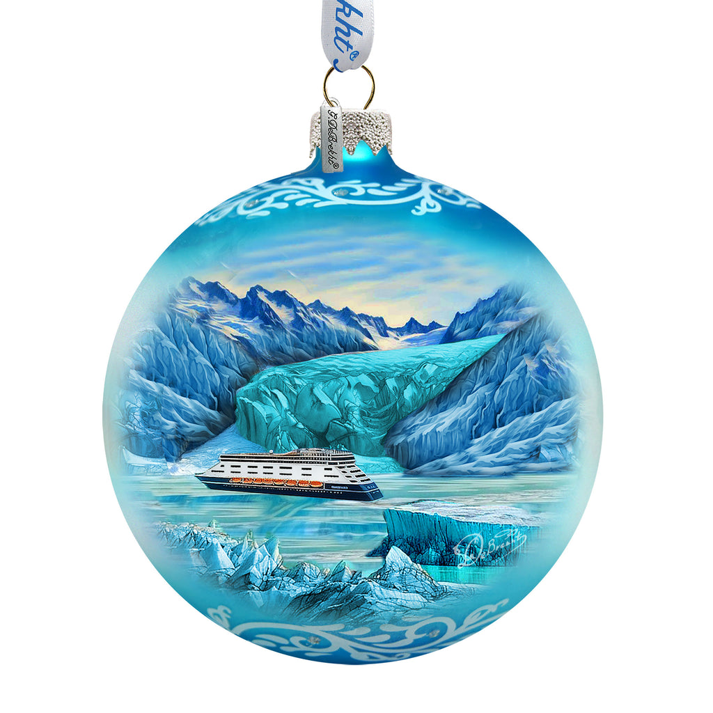 Glacier Cruise Glass Ornament – Handcrafted Mercury Glass Ornament - Wildlife Holiday Decor by G. DeBrekht - 73393