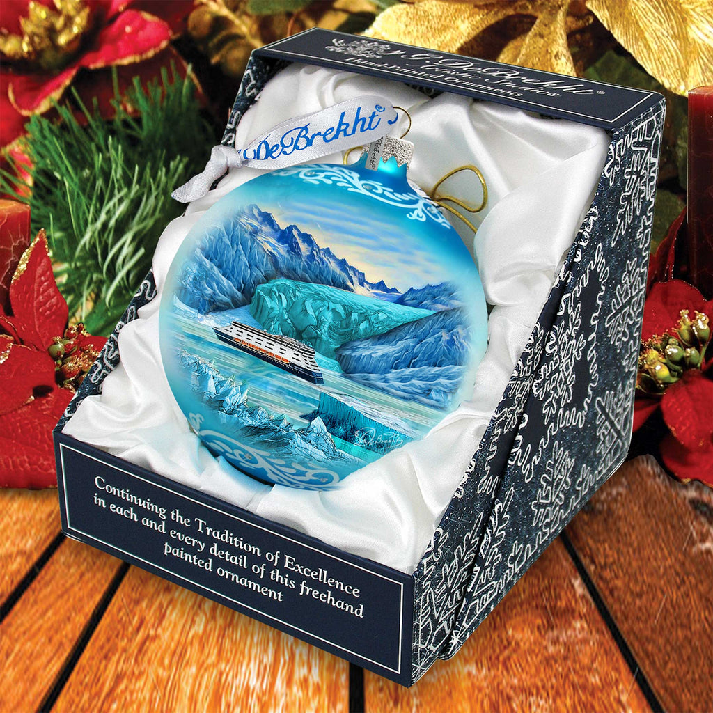 Glacier Cruise Glass Ornament – Handcrafted Mercury Glass Ornament - Wildlife Holiday Decor by G. DeBrekht - 73393