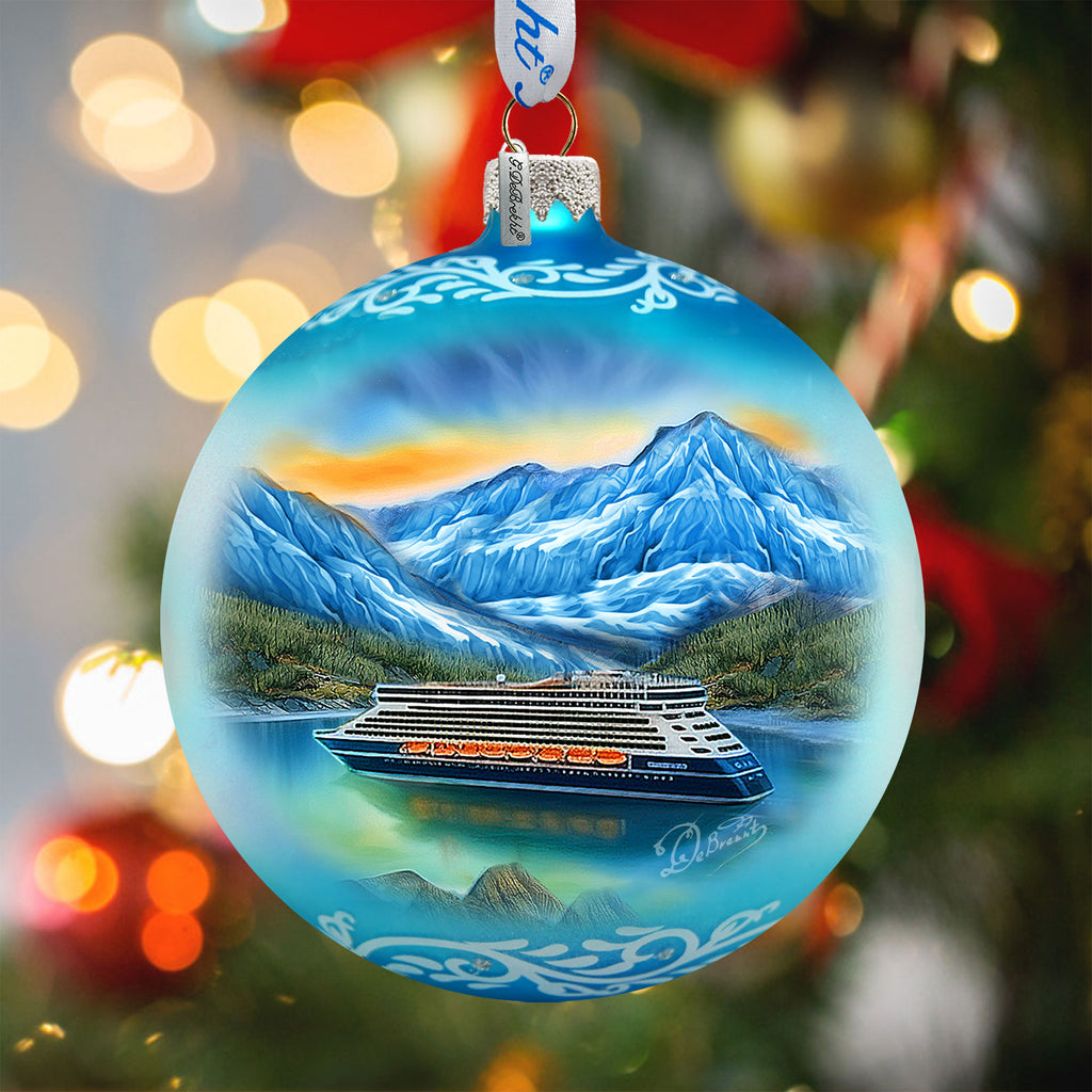 Alaska Cruise Glass Ornament – Handcrafted Mercury Glass Ornament - Wildlife Holiday Decor by G. DeBrekht - 73394