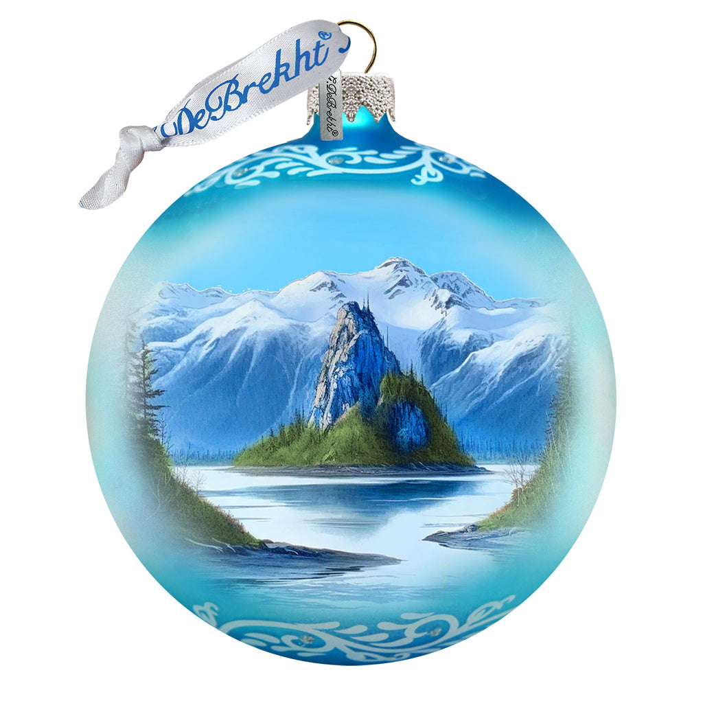 Alaska Mountain Lake Glass Ornament – Handcrafted Mercury Glass Ornament - Wildlife Holiday Decor by G. DeBrekht - 73396