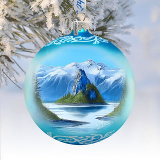 Alaska Mountain Lake Glass Ornament – Handcrafted Mercury Glass Ornament - Wildlife Holiday Decor by G. DeBrekht - 73396