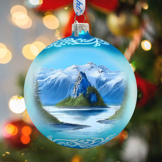Alaska Mountain Lake Glass Ornament – Handcrafted Mercury Glass Ornament - Wildlife Holiday Decor by G. DeBrekht - 73396