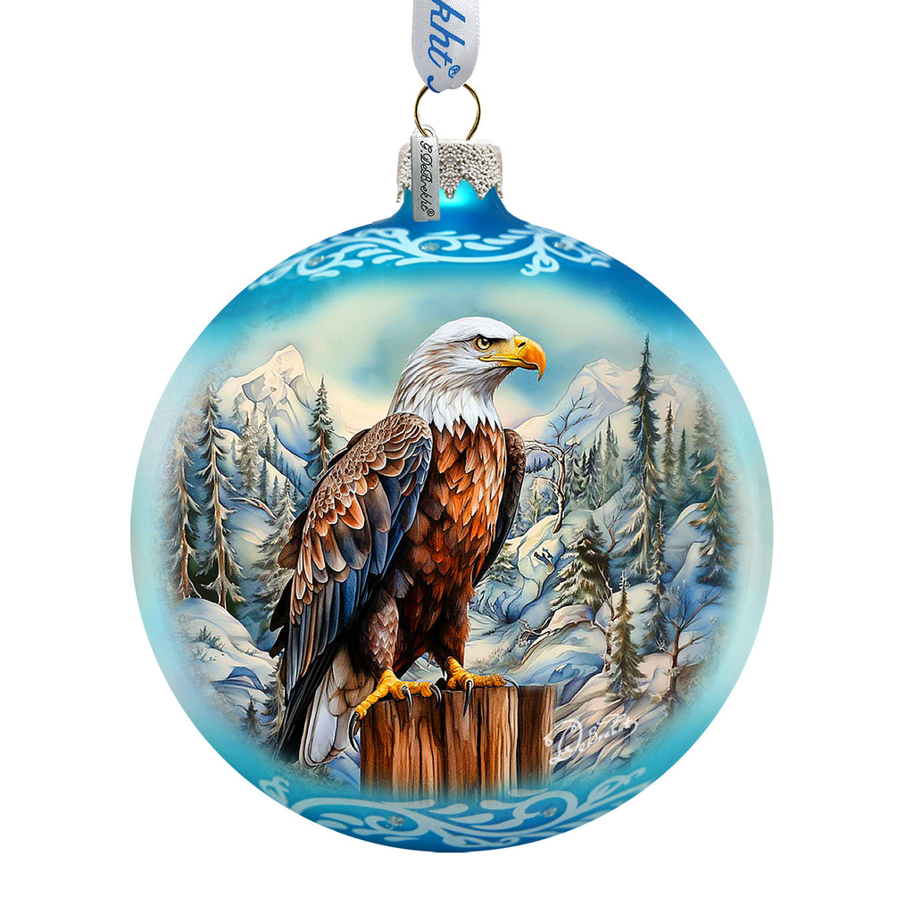 Alaska Bald Eagle Glass Ornament – Handcrafted Mercury Glass Ornament - Wildlife Holiday Decor by G. DeBrekht - 73402