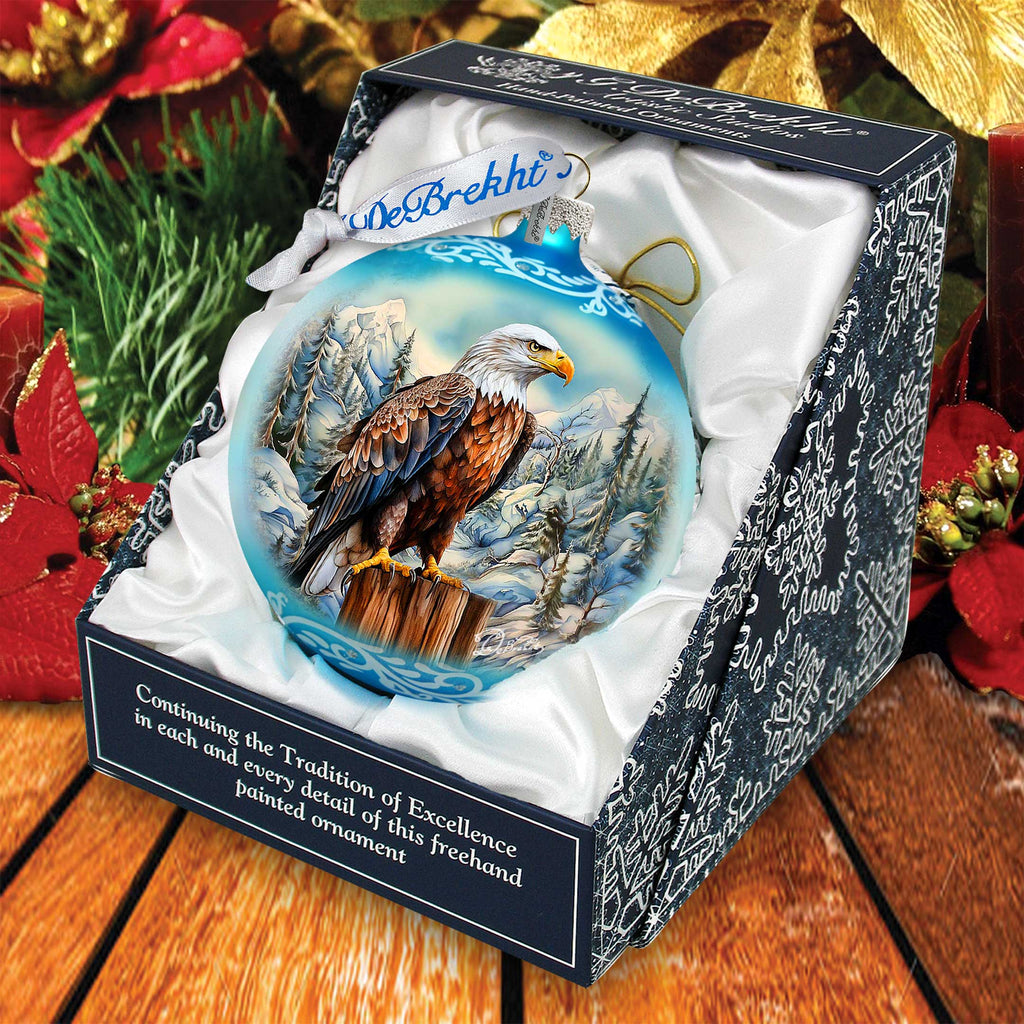 Alaska Bald Eagle Glass Ornament – Handcrafted Mercury Glass Ornament - Wildlife Holiday Decor by G. DeBrekht - 73402