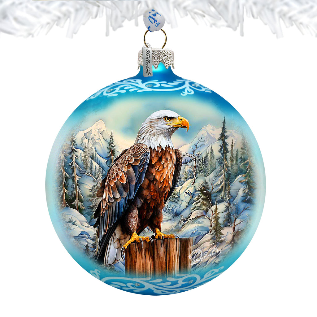 Alaska Bald Eagle Glass Ornament – Handcrafted Mercury Glass Ornament - Wildlife Holiday Decor by G. DeBrekht - 73402