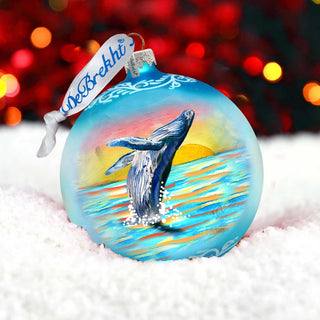 Humpback Whale Ocean Christmas Glass Ornament – Limited Edition Coastal Holiday Ornament by G. DeBrekht – 73403