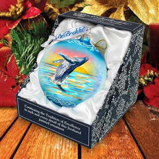 Humpback Whale Ocean Christmas Glass Ornament – Limited Edition Coastal Holiday Ornament by G. DeBrekht – 73403