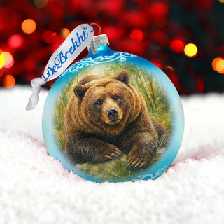 Grizzly Bear Glass Christmas Ornament – Holiday Splendor Wildlife Ornament by G. DeBrekht – 73406