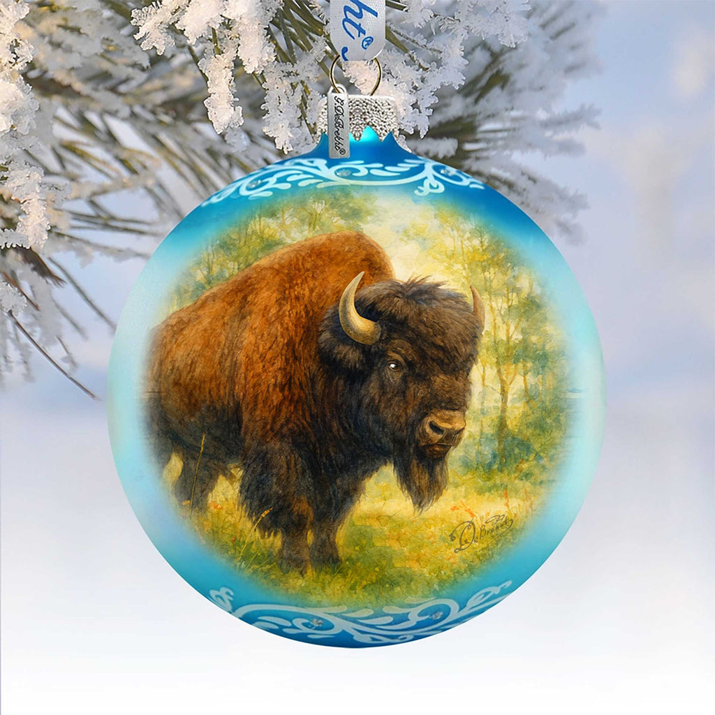 American Bison Glass Christmas Ornament – Holiday Splendor Wildlife Ornament by G. DeBrekht – 73407