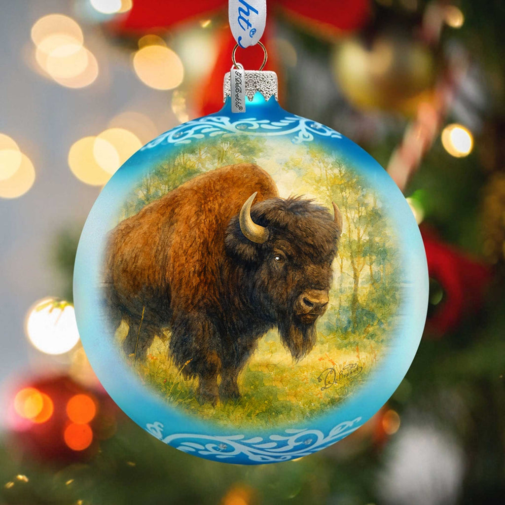 American Bison Glass Christmas Ornament – Holiday Splendor Wildlife Ornament by G. DeBrekht – 73407