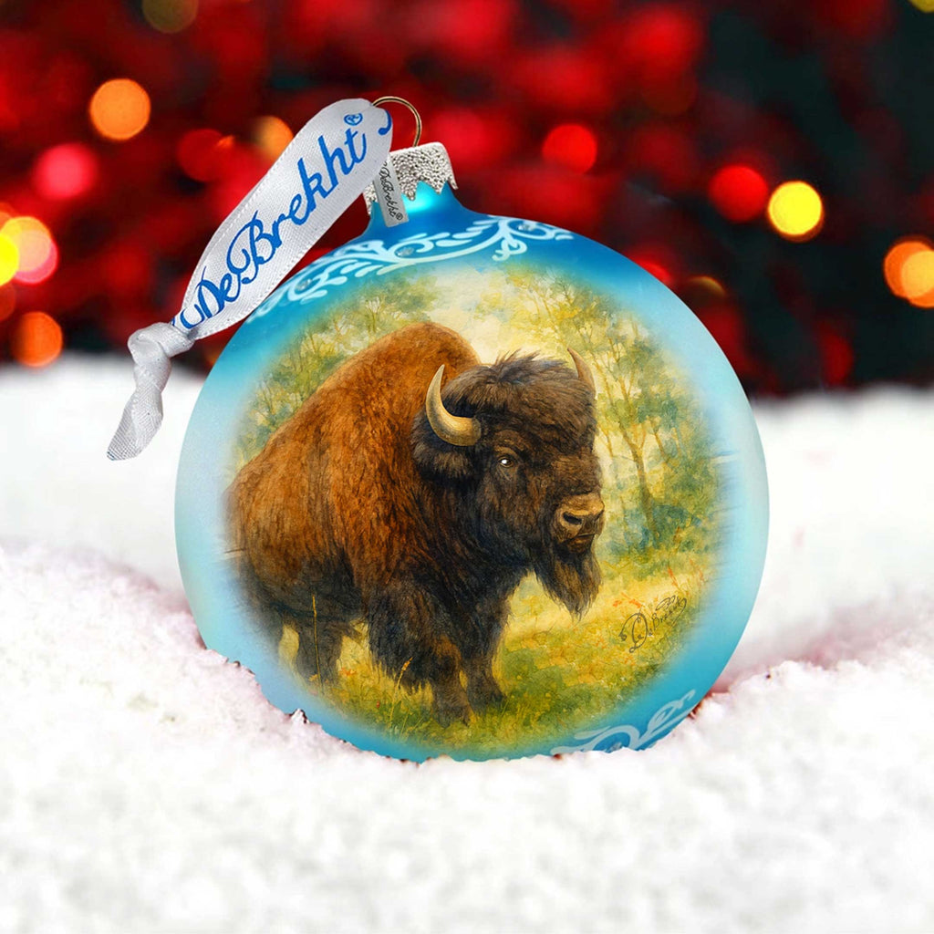 American Bison Glass Christmas Ornament – Holiday Splendor Wildlife Ornament by G. DeBrekht – 73407