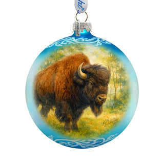 American Bison Glass Christmas Ornament – Holiday Splendor Wildlife Ornament by G. DeBrekht – 73407
