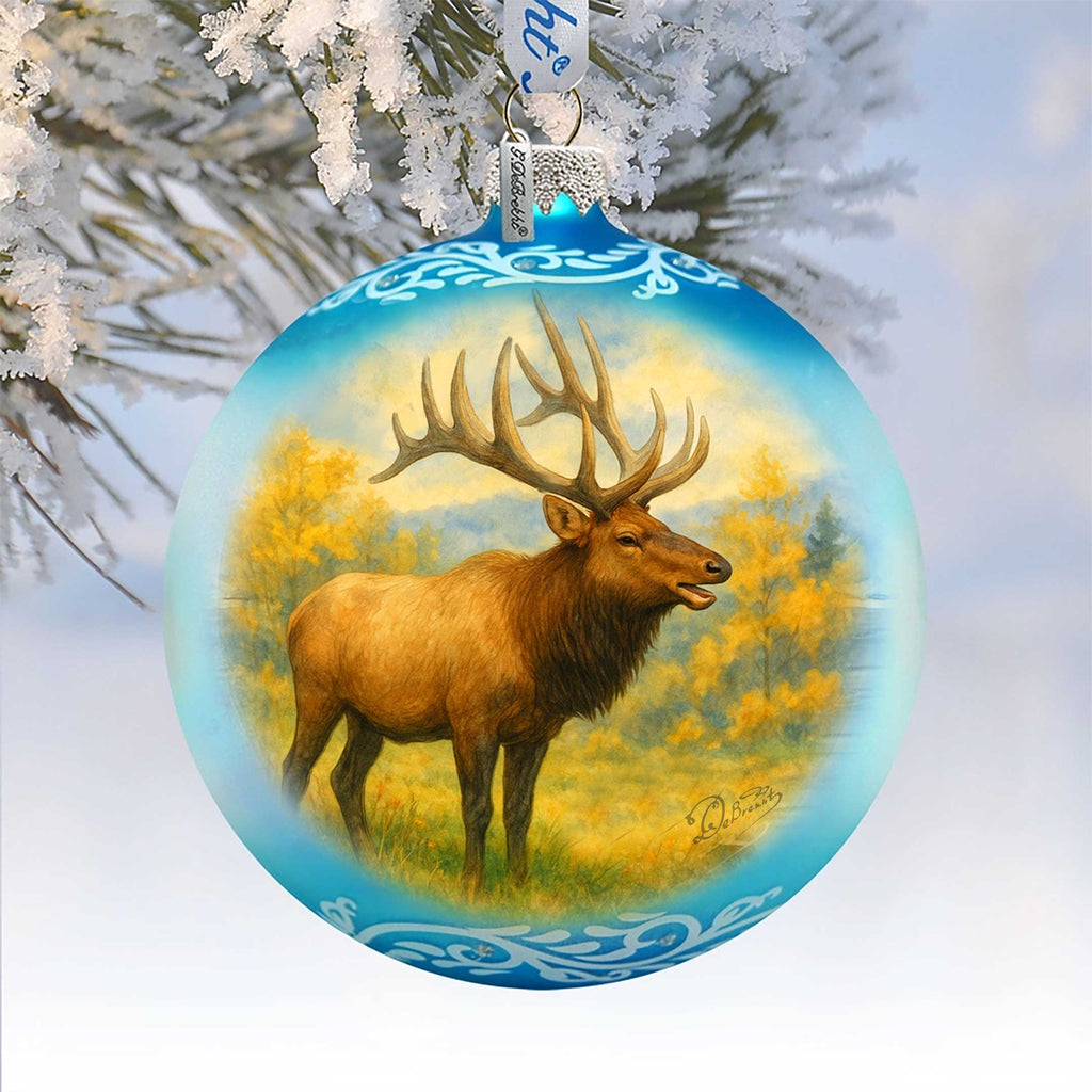 Elk Glass Christmas Ornament – Holiday Splendor Wildlife Ornament by G. DeBrekht – 73408