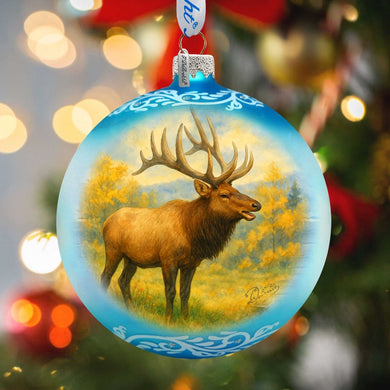 Elk Glass Christmas Ornament – Holiday Splendor Wildlife Ornament by G. DeBrekht – 73408