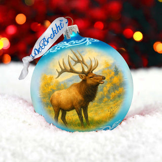 Elk Glass Christmas Ornament – Holiday Splendor Wildlife Ornament by G. DeBrekht – 73408