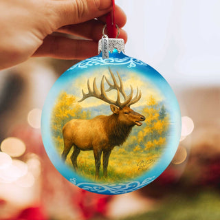 Elk Glass Christmas Ornament – Holiday Splendor Wildlife Ornament by G. DeBrekht – 73408