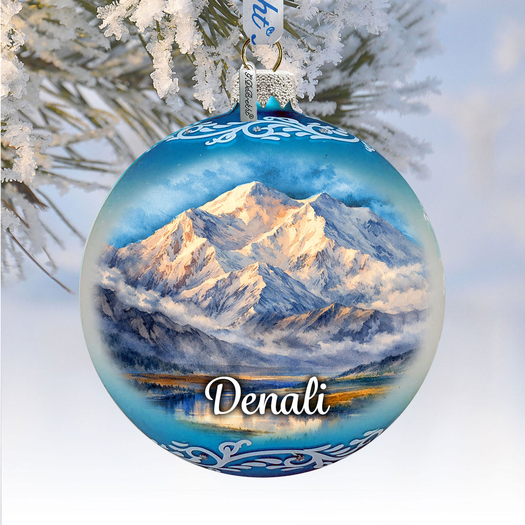Denali Mountain Glass Ornament – Handcrafted Mercury Glass Ornament - Wildlife Holiday Decor by G. DeBrekht - 73454