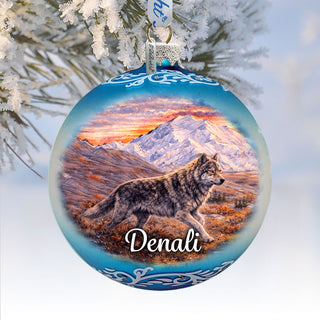Denali Wolf Glass Ornament – Handcrafted Mercury Glass Ornament - Wildlife Holiday Decor by G. DeBrekht - 73455