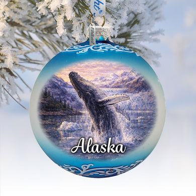 Alaska Humpback Whale Glass Ornament – Handcrafted Mercury Glass Ornament - Wildlife Holiday Decor by G. DeBrekht - 73457
