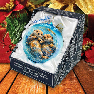 Sea Otters Glass Christmas Ornament – Holiday Splendor Wildlife Ornament by G. DeBrekht – 73458