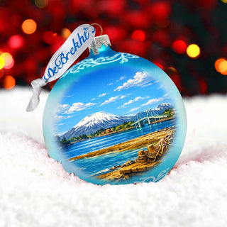 Alaska Coastal Mountain Glass Christmas Ornament – Holiday Splendor Scenic Ornament by G. DeBrekht – 73459