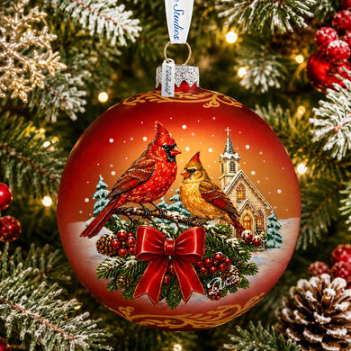 Christmas Cardinals Glass Ornament – Holiday Splendor Cardinal Ornament by G. DeBrekht – 73462