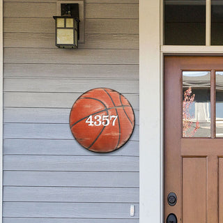 Basketball Wooden Custom House Number Sign by G. DeBrekht - Love Family Kids Decor - Address Sign - MA989801