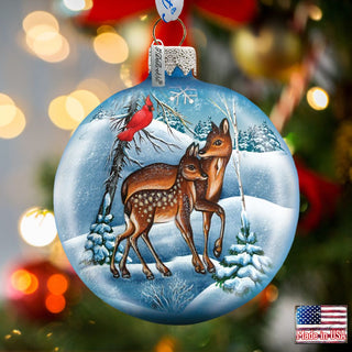 Deer Ball Glass Ornament by G. DeBrekht - Wildlife Holiday Decor - 73414