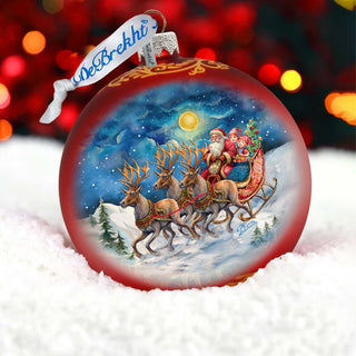 Hand Blown Glass Ornament - Santa Sleigh Limited Edition Mercury Glass Decoration - 73965