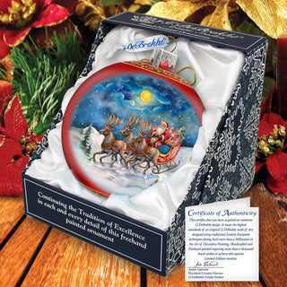 Hand Blown Glass Ornament - Santa Sleigh Limited Edition Mercury Glass Decoration - 73965