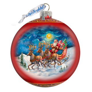 Hand Blown Glass Ornament - Santa Sleigh Limited Edition Mercury Glass Decoration - 73965
