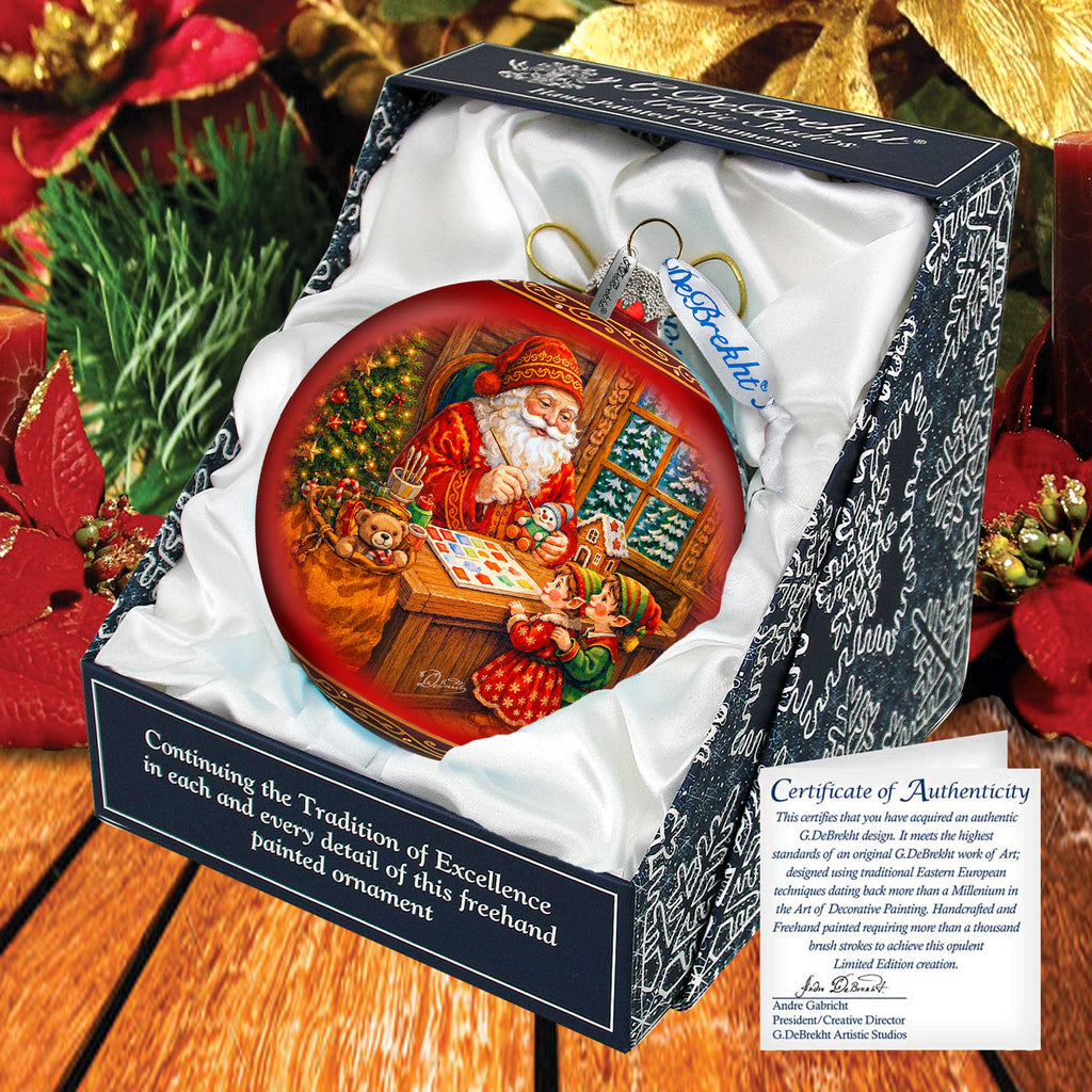 Santa’s Workshop Limited Edition Glass Christmas Ornament – Hand-Blown Collectible by G. DeBrekht – 73982