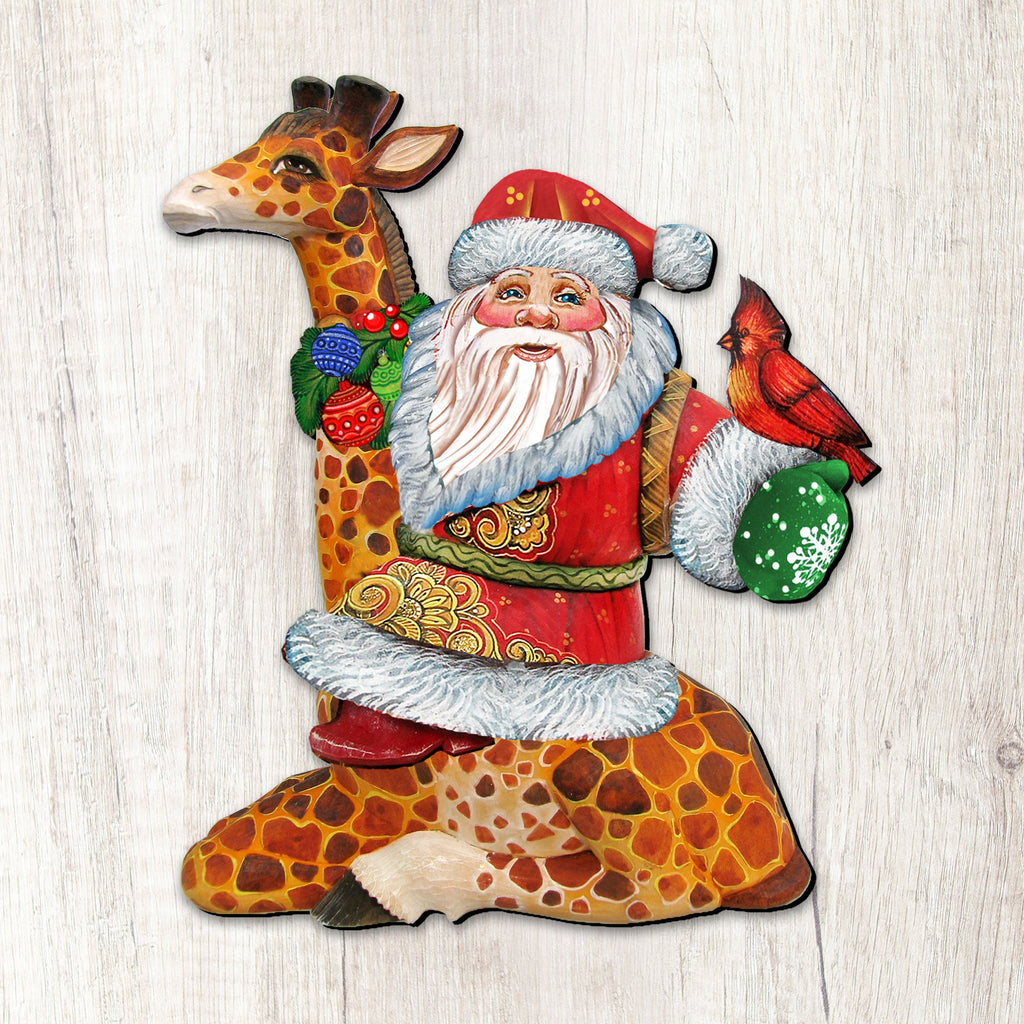 Santa On Giraffe Christmas Door Decor by G. DeBrekht - Christmas Santa Snowman Decor - 8111360H