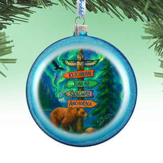 Alaska Adventure Glass Christmas Ornament – Ketchikan Juneau Skagway Anchorage Holiday Splendor Ornament by G. DeBrekht – 744-049